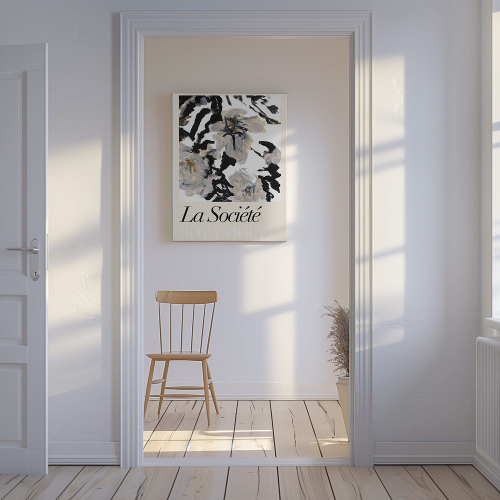 La Société Botanique Balck and White and Cream Flowers 2 | Canvas