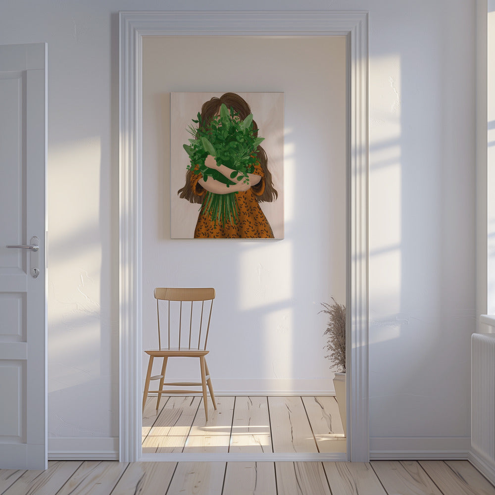 Mädchen mit Blumenstrauß | Leinwand