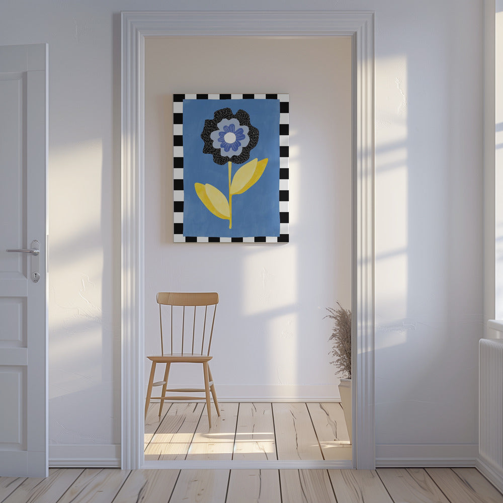 Blume mit blauem und schwarzem Blütenblatt | Leinwand