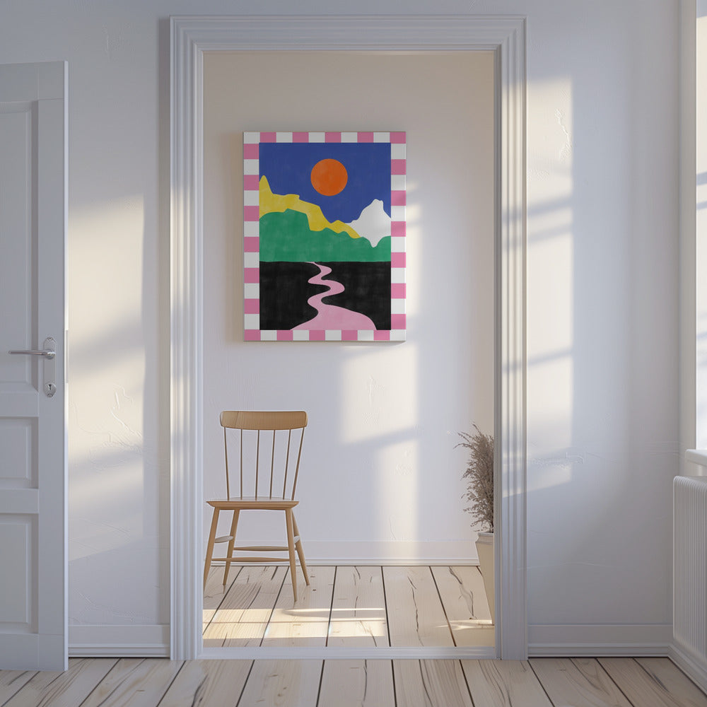 Minimalistische Landschaft mit leuchtenden Farben | Leinwand