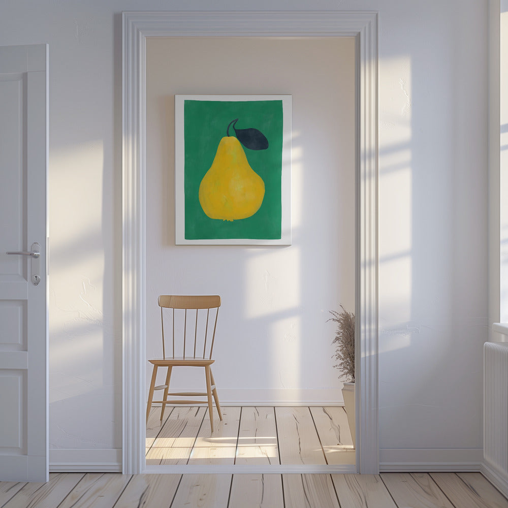 Minimalistische gelbe Birne | Leinwand