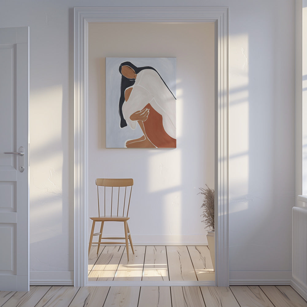 Woman Embracing Herself Print By Ivy Green Illustrations | Canvas