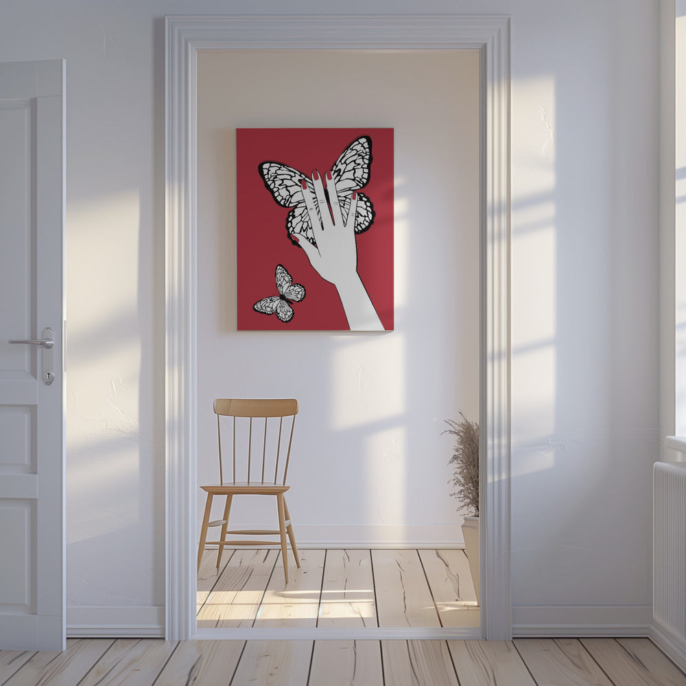 Hält einen Schmetterling | Leinwand