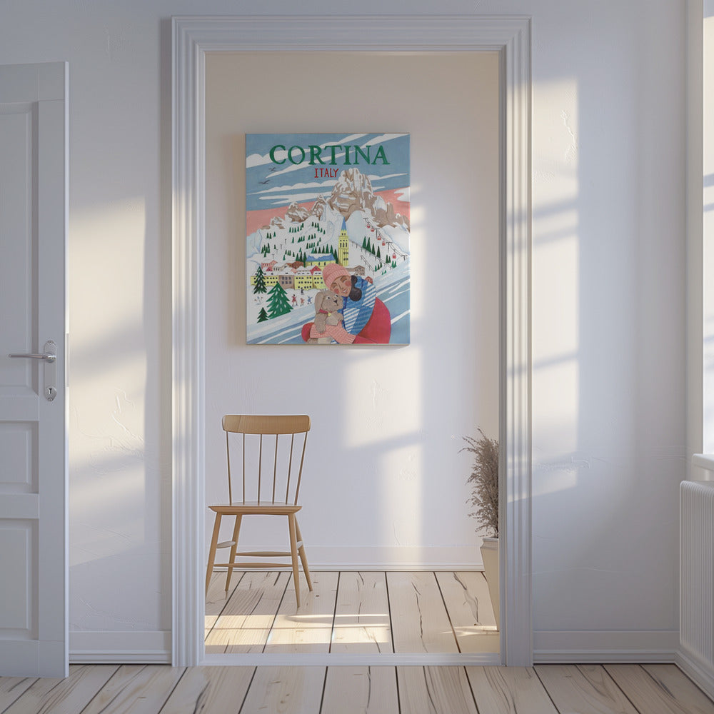 Reiseposter Frau in Cortina, Italien | Leinwand