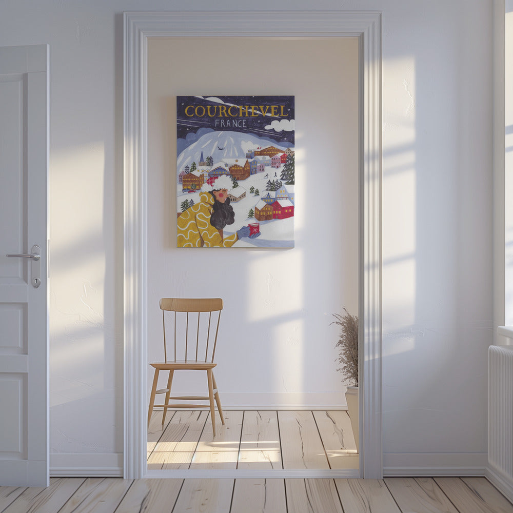 Reiseposter Frau in Frankreich, Courchevel | Leinwand