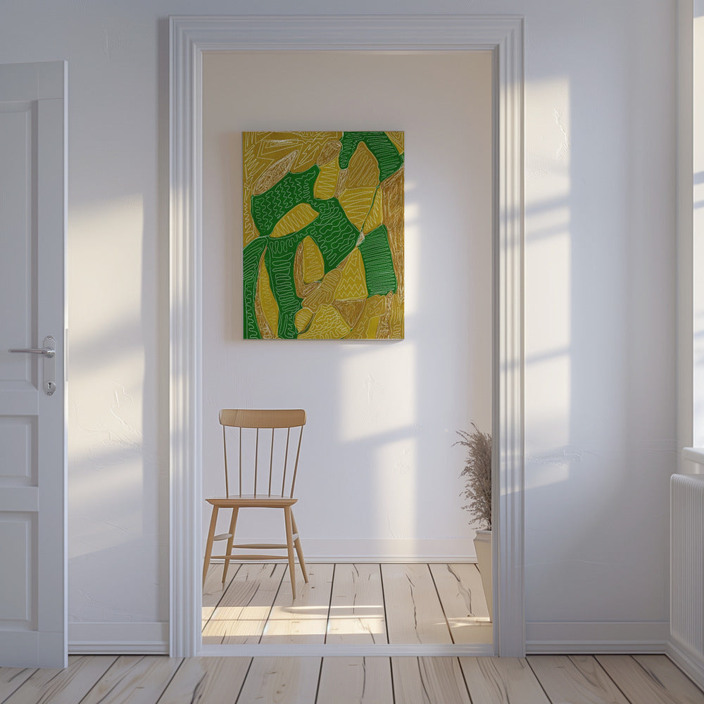 Abstrakt in Gold und Grün | Leinwand