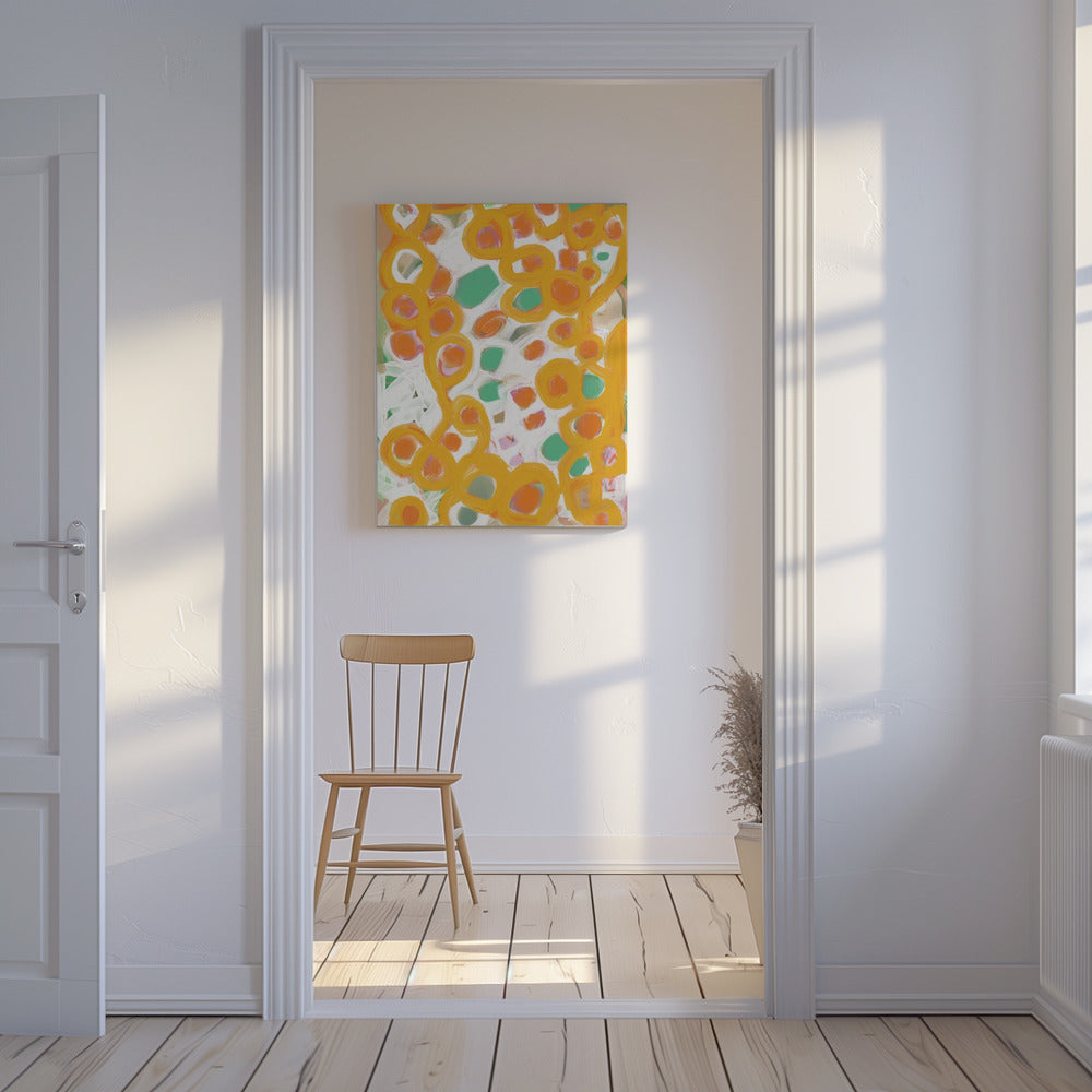 Orange und grüne Kreise | Leinwand