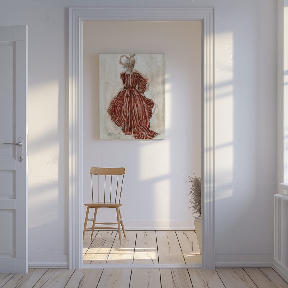 Woman In A Red Striped Dress | Canvas