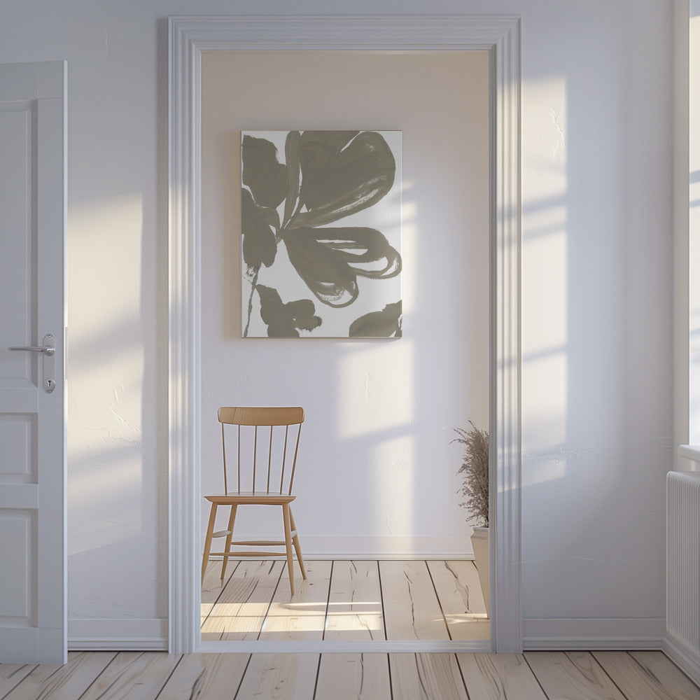 Riesiges Taupe-Blumenmuster 1 | Leinwand