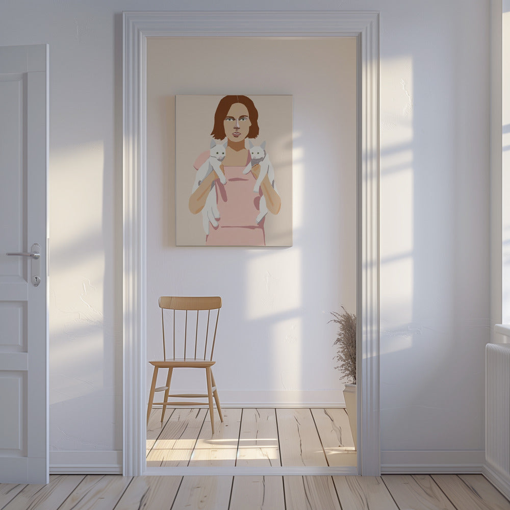 Lady with Kittens | Canvas