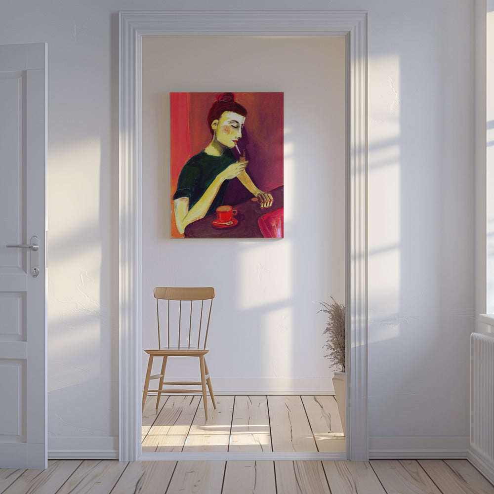 Dame zündet Zigarette an | Leinwand