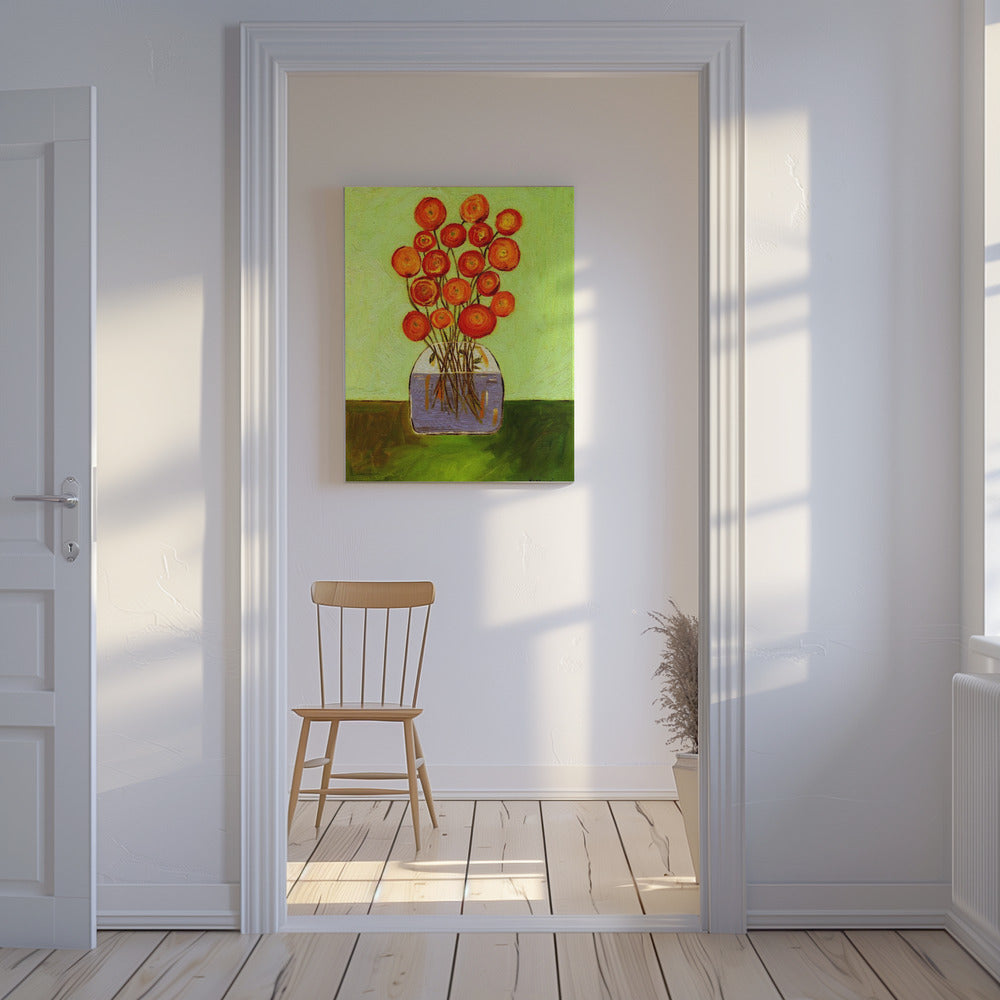 Mohnblumen in Vase Helle Version | Leinwand