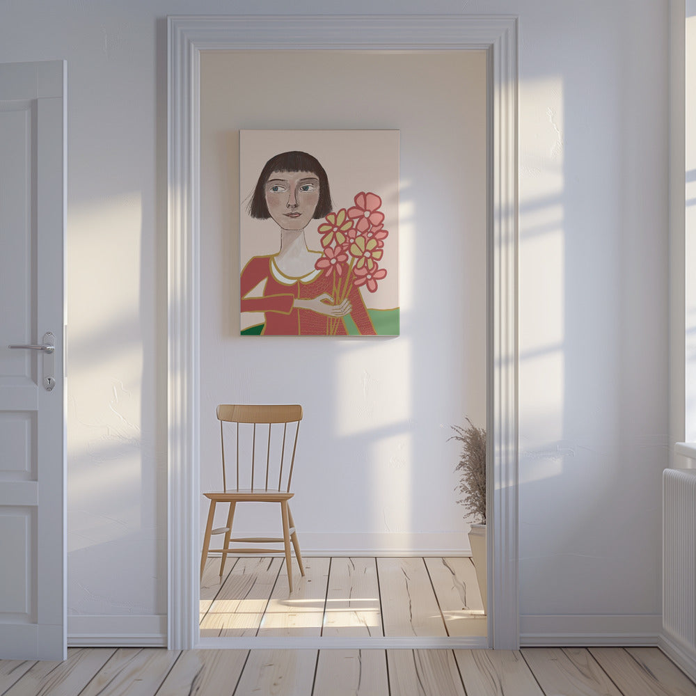Frau mit Blumen | Leinwand