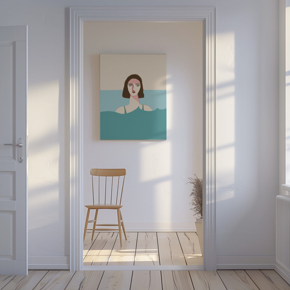 Ozeanschwimmerin Brünette | Leinwand