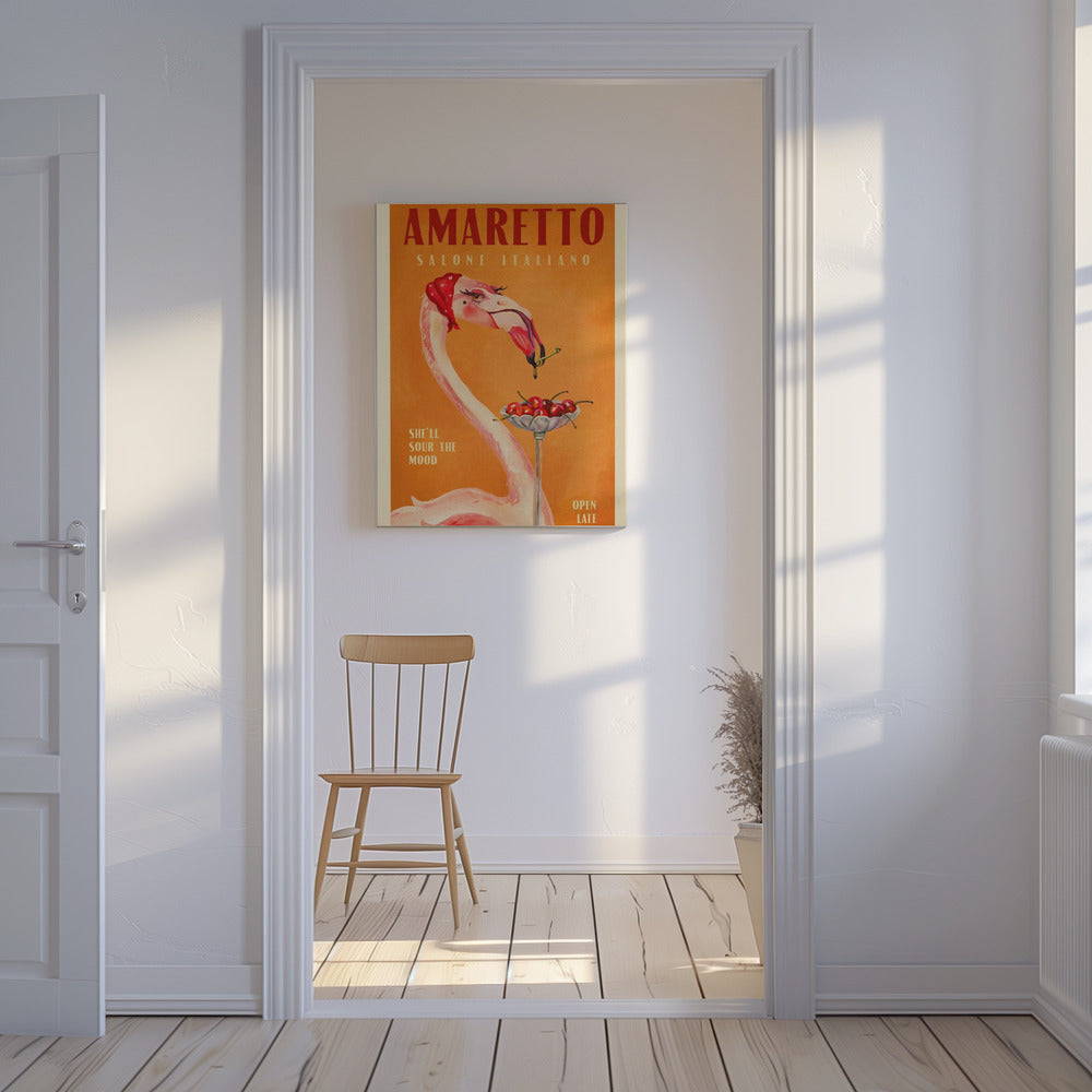 Amaretto Flamingo Art Deco Italian Cafe Travel Art | Canvas