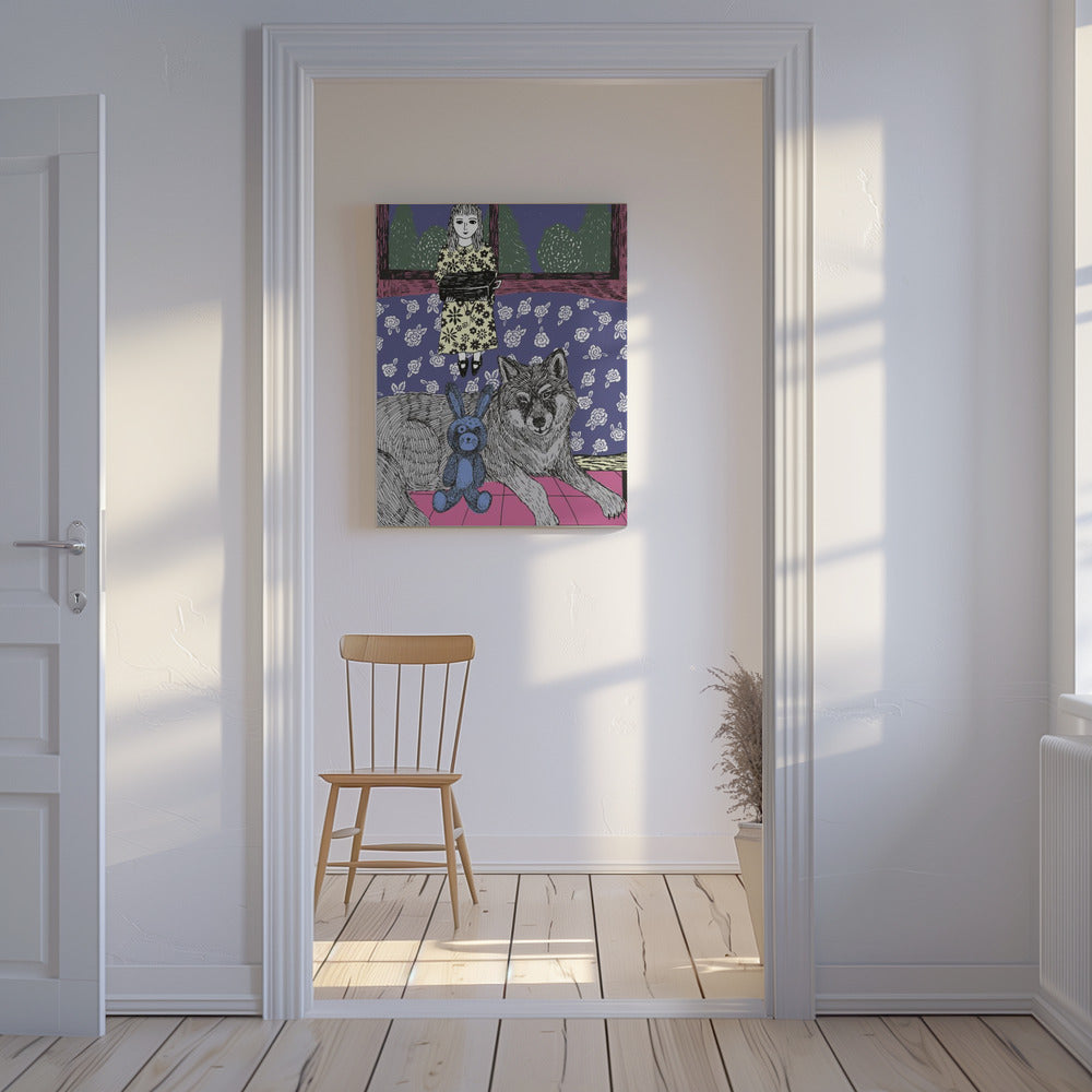 Girl With Wolf | Canvas
