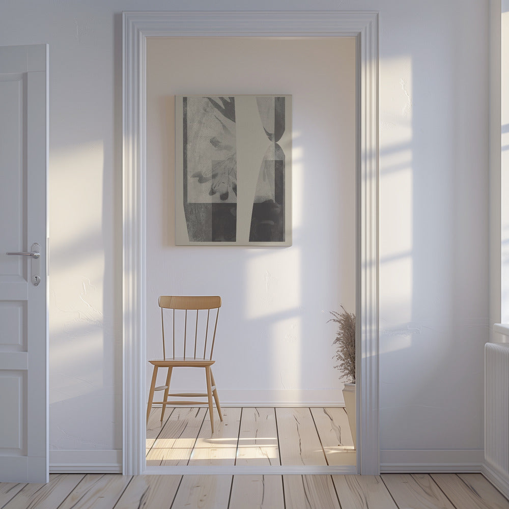 Neutrale organische Formen in Taupe und Weiß | Leinwand