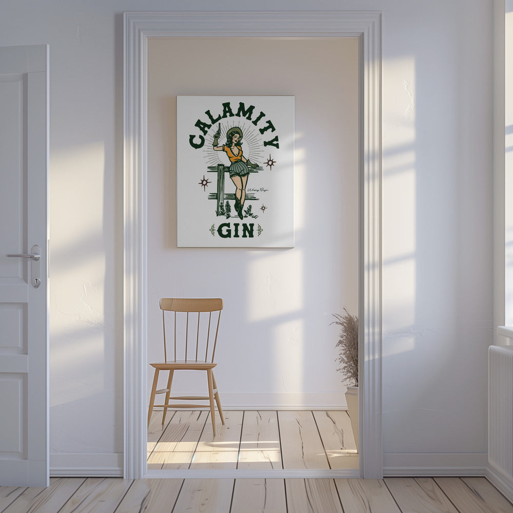 Calamity Gin Lustige Retro Western Cowgirl Kunst | Leinwand