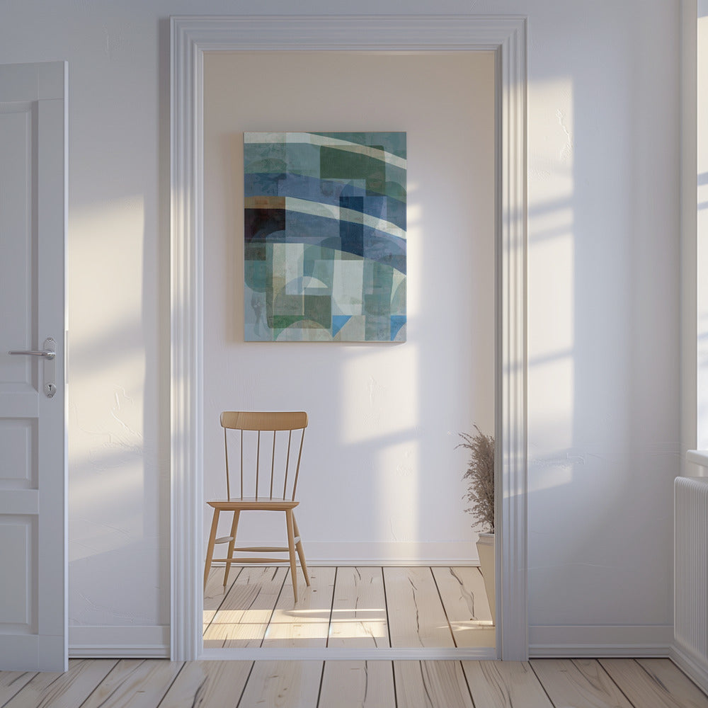 Abstrakte blaue und neutrale Formen 1 | Leinwand