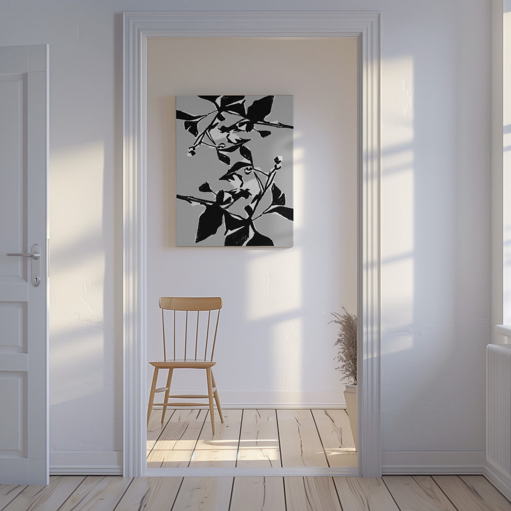 Schwarze Blumensilhouette 1 | Leinwand