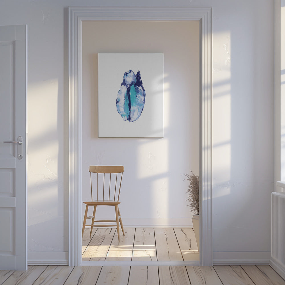 Blaue Muschel auf weißem Hintergrund Nr. 5 | Leinwand