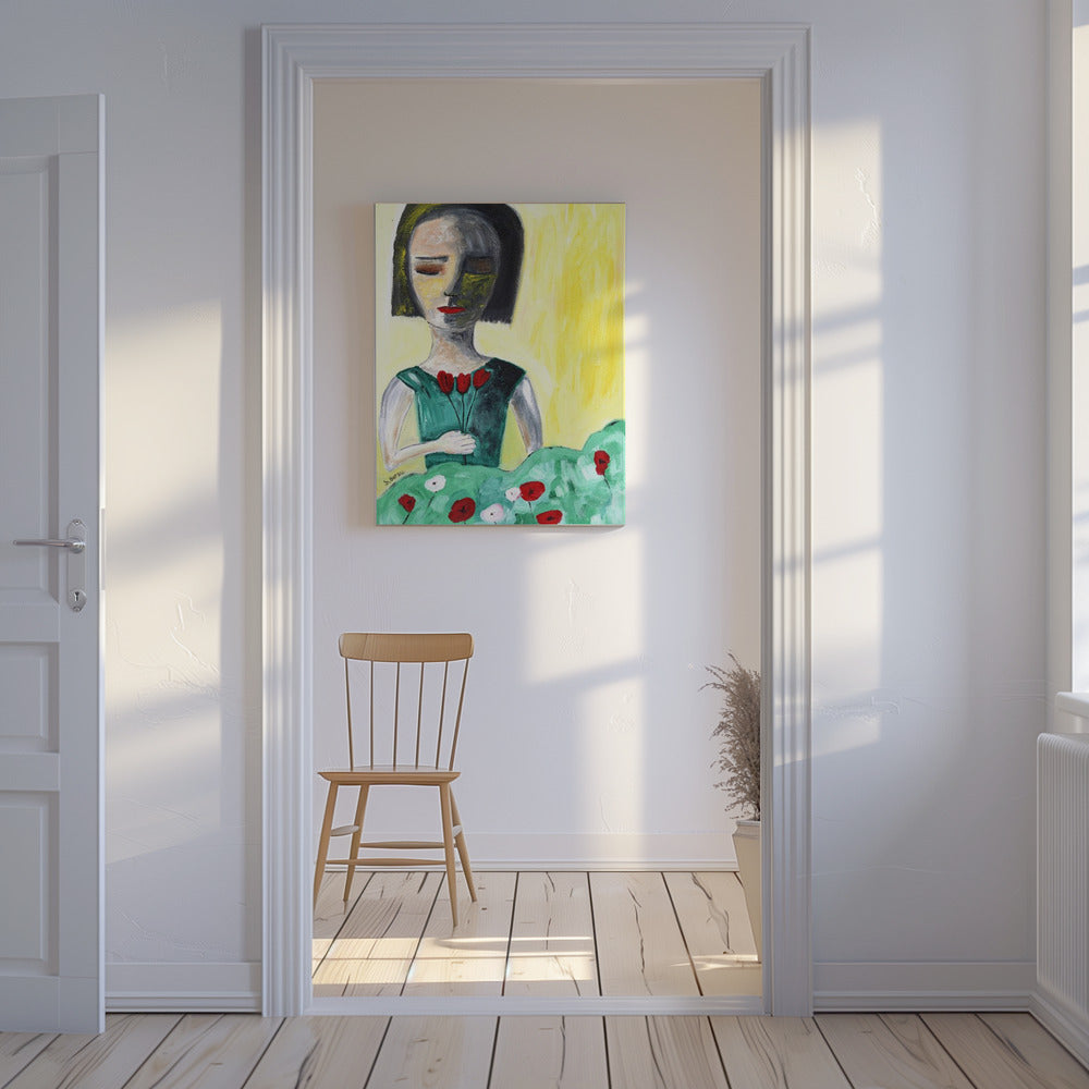 Dame im Garten | Leinwand