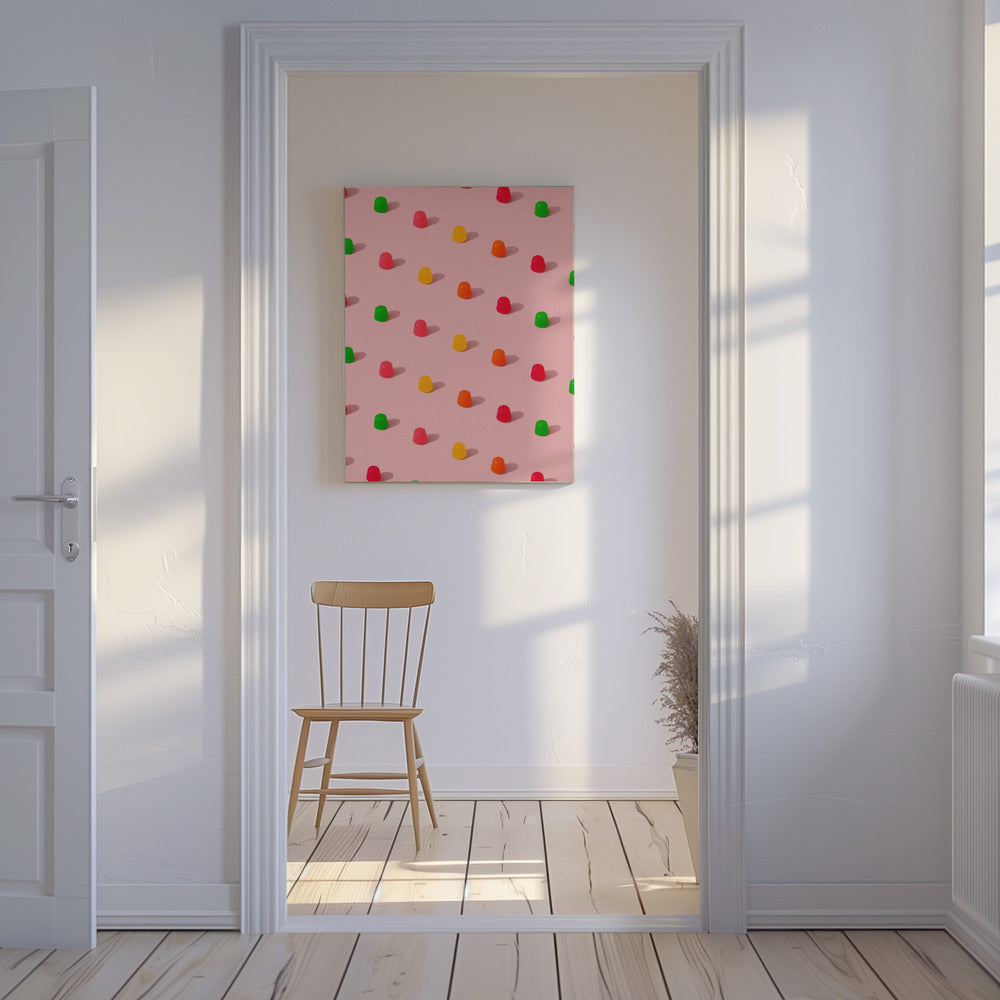 Dots Candy Gum Drops - Repeating Pattern On Pink Background | Canvas