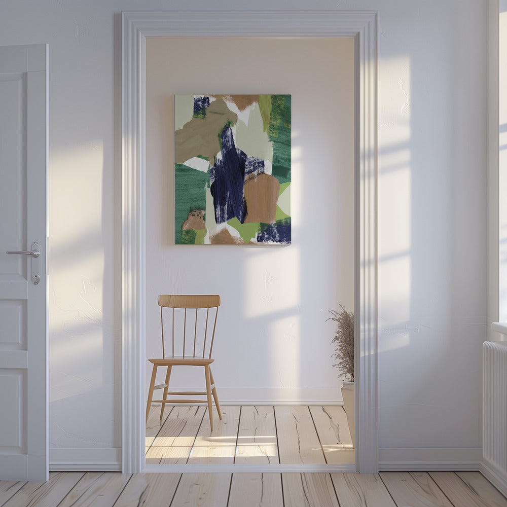 Abstrakt Blau Grün Beige Nr. 2 | Leinwand