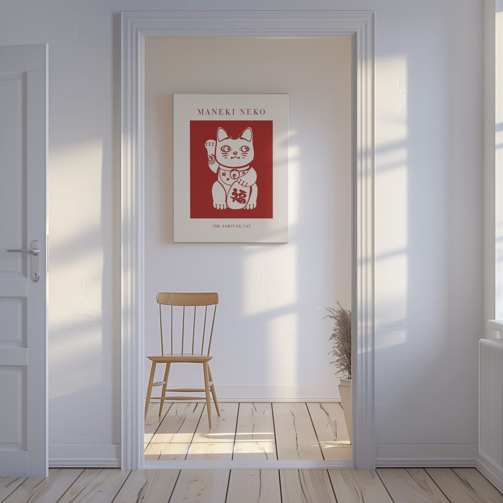 Maneki-Neko Katze Rot | Leinwand