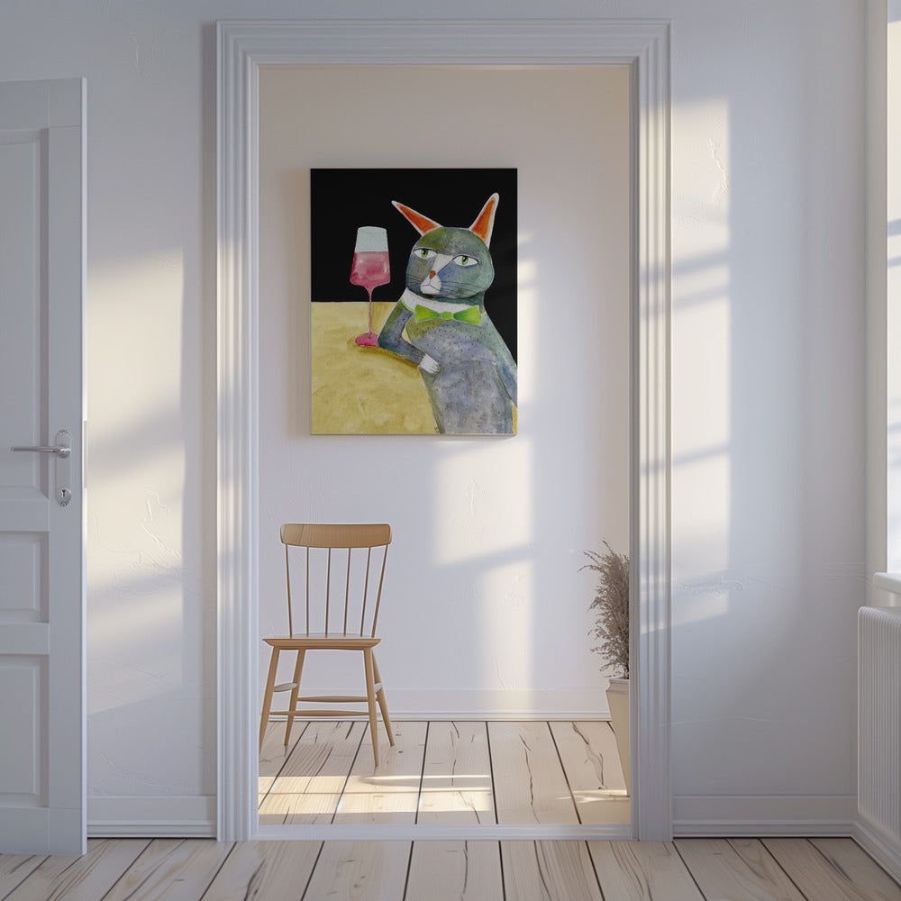 Barkatze mit Fliege | Leinwand