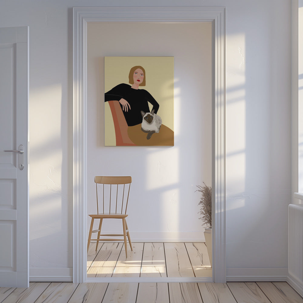 Lady with cat | Canvas