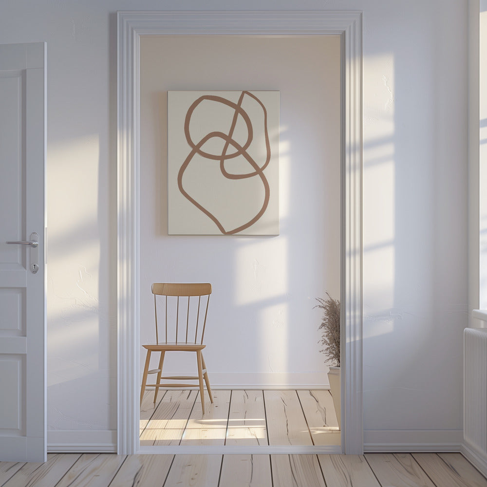 Abstrakte Linien Mokka 5 | Leinwand