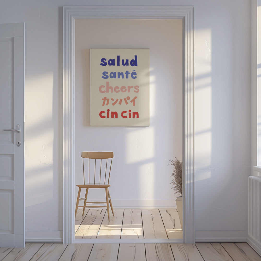 Prost Typografie - Salud Santé Prost Kanpai Cin cin | Leinwand