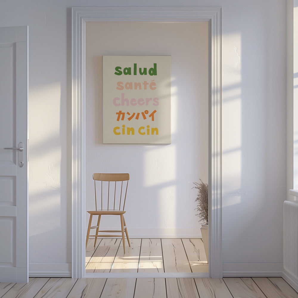 Prost Typografie - Salud Santé Prost Kanpai Cin cin | Leinwand