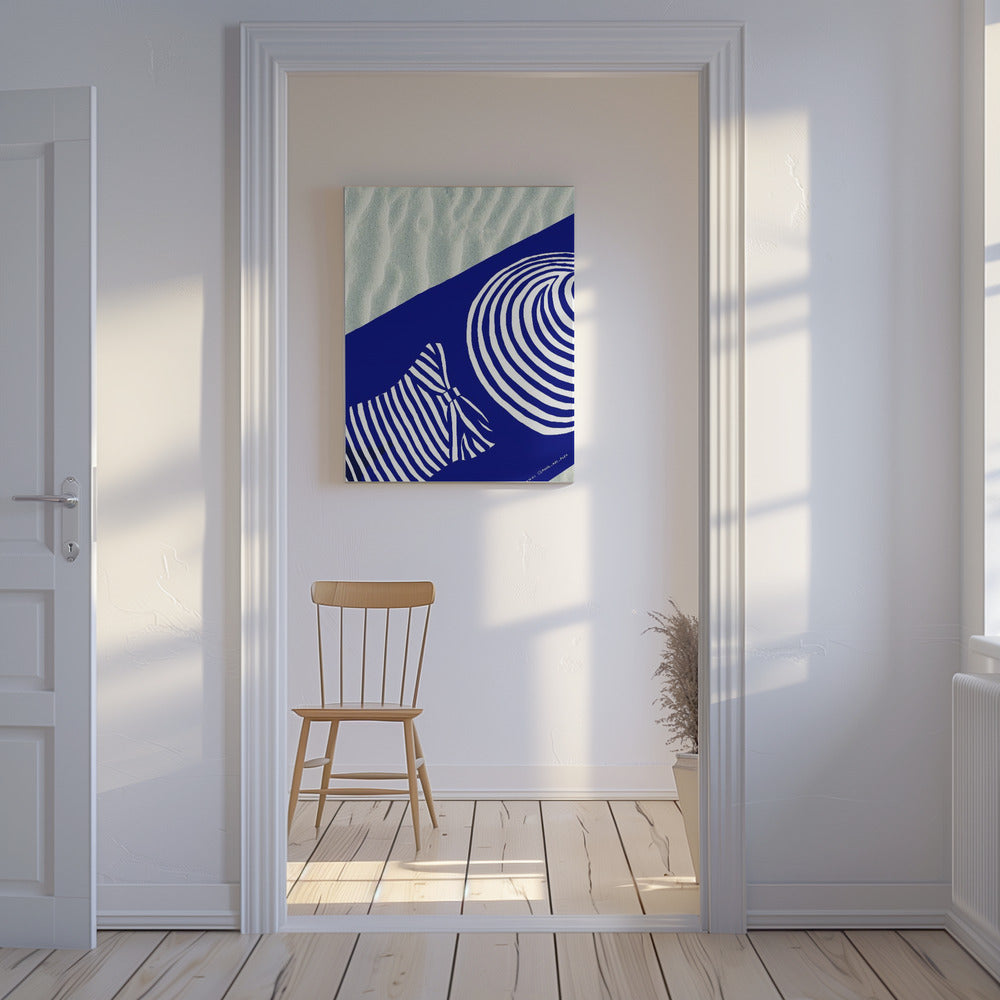 Strand-Wandkunst, Sonnenbaden am Mittelmeer, Kunstdruck | Leinwand