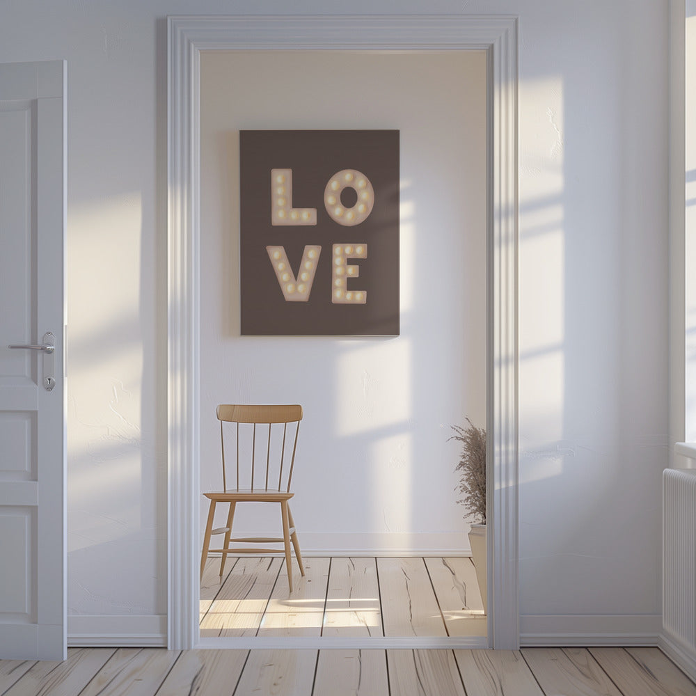 Love Leuchtbuchstaben Kaffeequarz | Leinwand