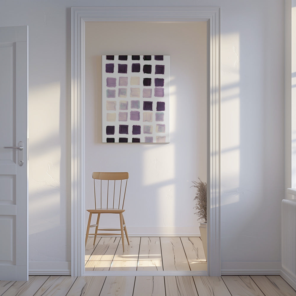 Lila karierter quadratischer Druck | Leinwand