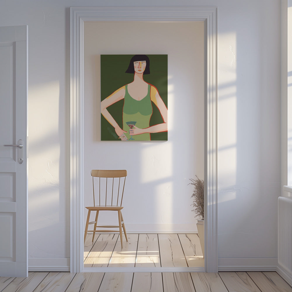 Lady with cocktail | Canvas