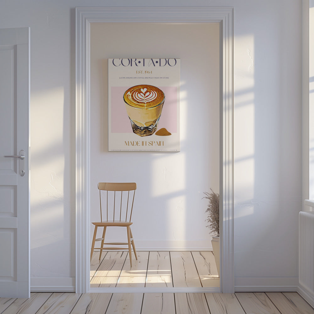 Cortado Coffee Illustration With Latte Art | Canvas