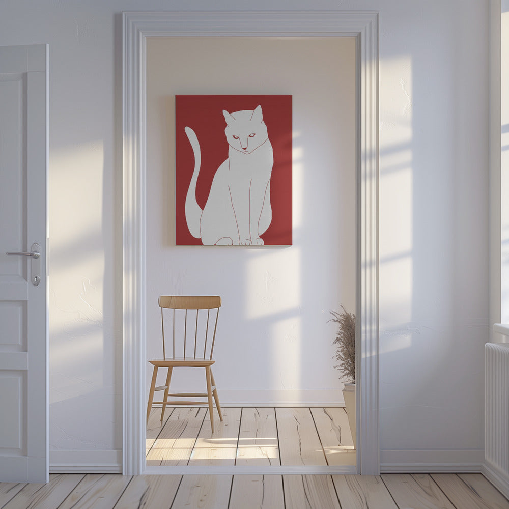 Weiße und rote Katze | Leinwand