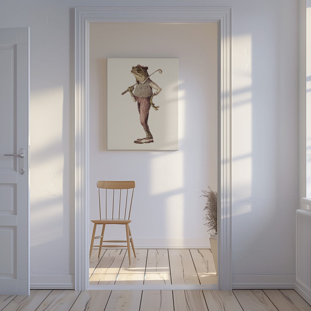 Frosch in Vintage-Golfkleidung | Leinwand