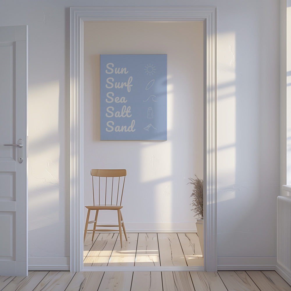 Sun Surf Sea Salt Sand Hellblau | Leinwand