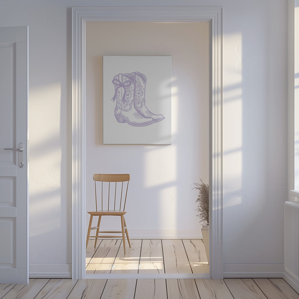 Lila Cowgirlstiefel mit Schleife | Canvas