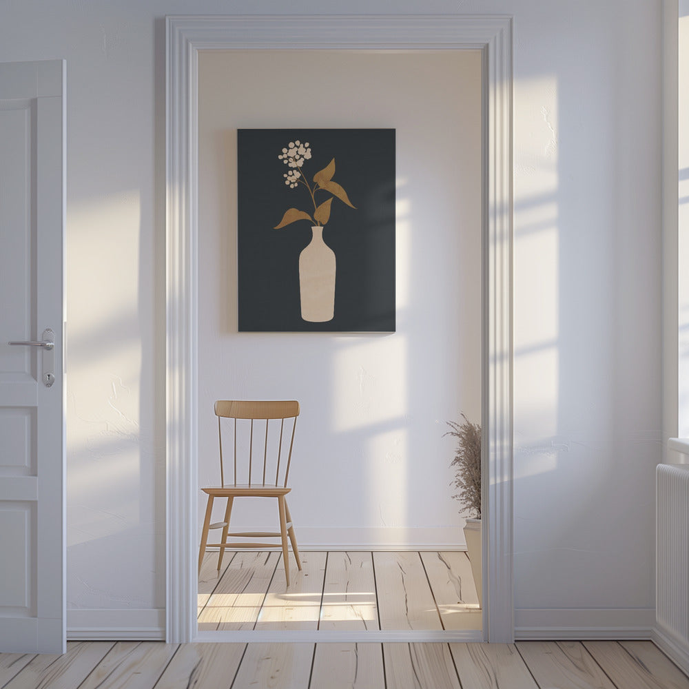 Minimale abstrakte Kunst Vase Blume | Leinwand