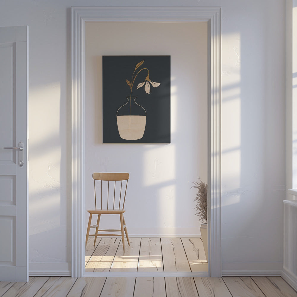 Minimale abstrakte Kunst Vase Blume | Leinwand
