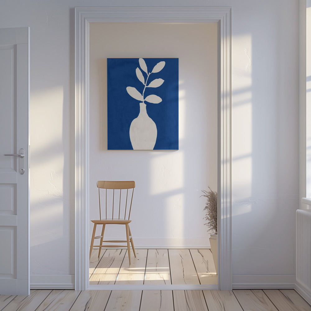 Weiße Vase und Blätter | Leinwand
