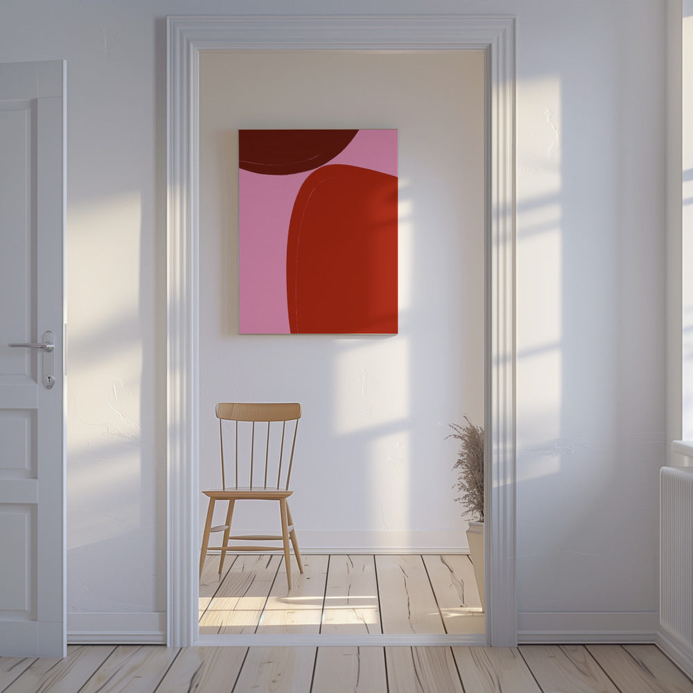 Gebogene rote Formen | Leinwand