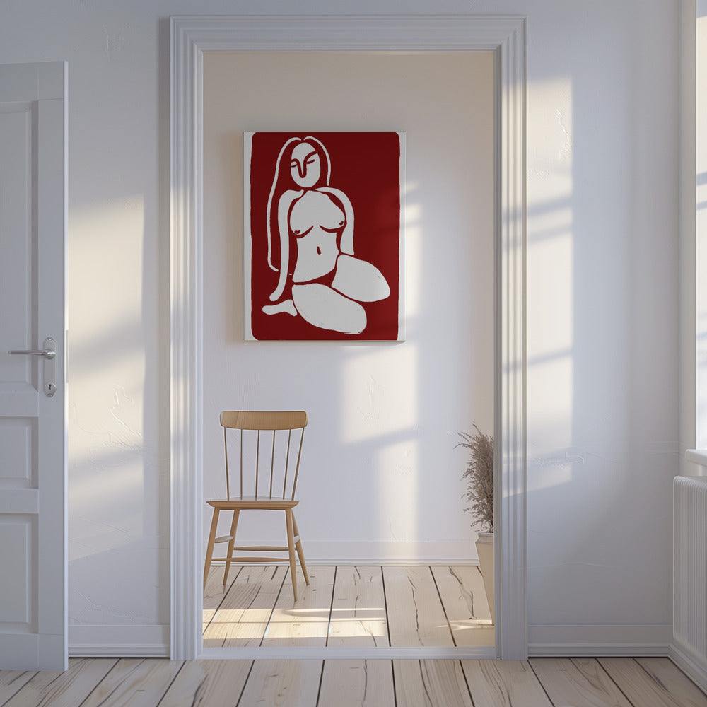 Stilisierte Aktfigur in sitzender Pose | Leinwand