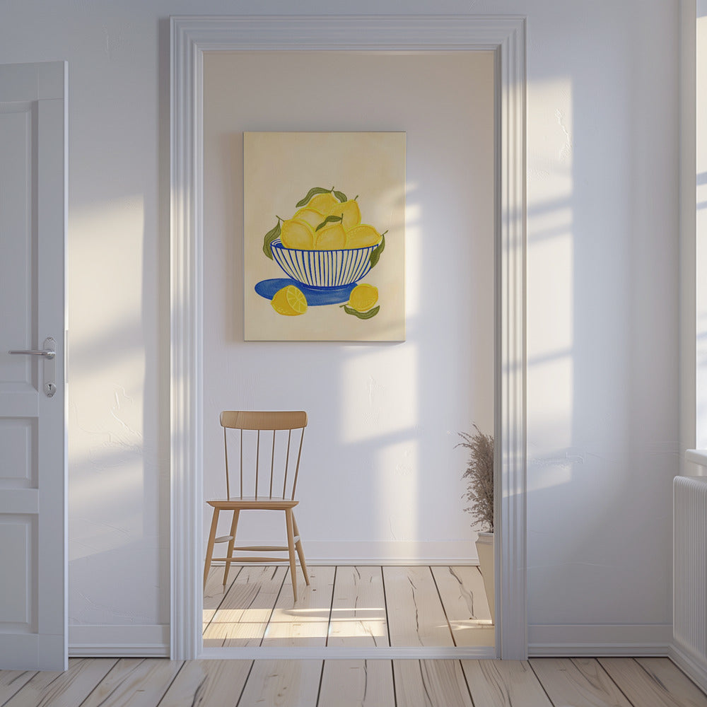 Bowl Of Vibrant Yellow Lemons | Canvas