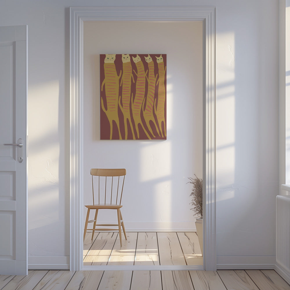 Five long cats | Canvas